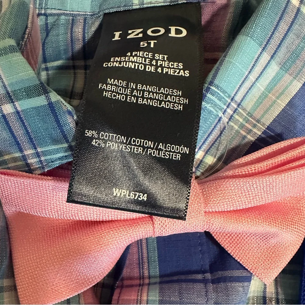 NEW‼️Toddler Boy IZOD 4 Piece Suspenders Shirt Set Cotton Blend Summer F…